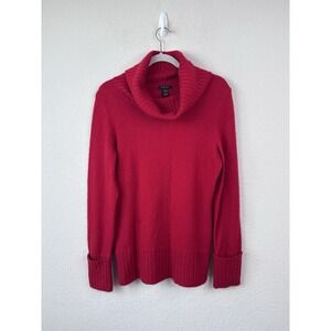 Only Mine 100% Cashmere Turtleneck Sweater Women's L Red Pullover Soft Luxury